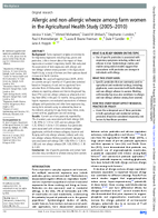 Allergic and nonallergic wheeze among farm women in the Agricultural Health Study 20052010