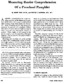 Measuring reader comprehension of a preschool pamphlet