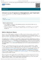 COVID19 Clinical Course Progression Management and Treatment Clinical Considerations for Care of Children and Adults with Confirmed COVID19