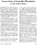 Present status of controlled fluoridation in the United States