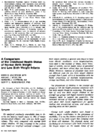 A comparison of the childhood health status of normal birth weight and low birth weight infants