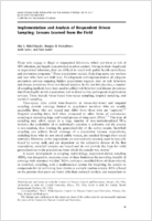 Implementation and Analysis of Respondent Driven Sampling Lessons Learned from the Field