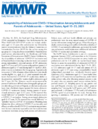 Acceptability of Adolescent COVID19 Vaccination Among Adolescents and Parents of Adolescents  United States April 1523 2021