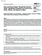 Aide and Client Safety Should Go HandinHand Qualitative Findings from Home Care Aides Clients and Agency Leaders