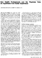 New health professionals and the physician role An hypothesis from Kaiser experience