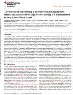 The Effect of Consuming a SucroseContaining Sports Drink on Acute Kidney Injury Risk During a 4 H Simulated Occupational Heat Stress