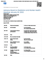 Advisory Board on Radiation and Worker Health  January 22 2002  Agenda