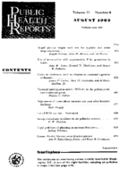 Public Health Reports  v 77 no 8 August 1962  table of contents