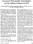 Cincinnatis poliomyelitis immunization and surveillance program in 1961