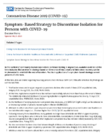 Symptombased strategy to discontinue isolation for persons with COVID19 decision memo May 3 2020