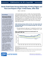 Stroke death rates among adults ages 4564 by region and race and Hispanic origin United States 20022022