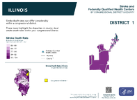 IL Congressional District 01 Stroke and Federally Qualified Health Centers Map 118th Congress
