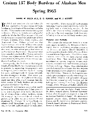 Cesium 137 Body Burdens Of Alaskan Men Spring 1965