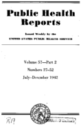 Public Health Reports  Vol 57 part 2 numbers 2752 JulyDecember 1942  index