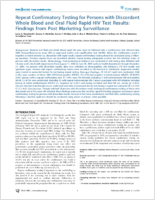 Repeat Confirmatory Testing for Persons with Discordant Whole Blood and Oral Fluid Rapid HIV Test Results Findings from Post Marketing Surveillance