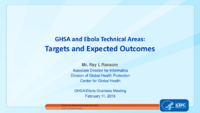 GHSA and Ebola Technical Areas Targets and Expected Outcomes CDC GHSAEbola Grantee Meeting Day 2 February 11 2016