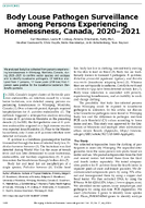 Body Louse Pathogen Surveillance among Persons Experiencing Homelessness Canada 20202021