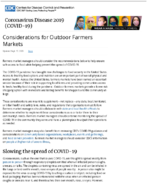 Considerations for Outdoor Farmers Markets Sept 17 2020 Sept 17 2020