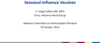 Seasonal influenza vaccines
