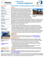 Agriculture Fatality Narrative Temp Worker Crushed by Rollaway Forklift at Family Farm