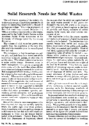 Solid research needs for solid wastes