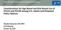 Considerations for agebased and riskbased use of PCV15 and PCV20 among US adults and proposed policy options