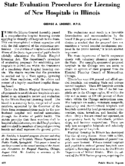 State evaluation procedures for licensing of new hospitals in Illinois