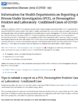 Information for Health Departments on Reporting a Person Inder Investigation PUI or Presumptive Positive and LaboratoryConfirmed Cases of COVID19 March 6 2020