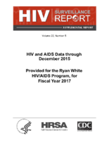 HIV Surveillance Report Supplemental Report Volume 22 Number 5 HIV and AIDS Data through December 2015 Provided for the Ryan White HIVAIDS Program for Fiscal Year 2017