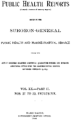 Public Health Reports  vol XX part II nos 27 to 52 inclusive  index cover