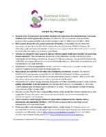 National Infant Immunization Week sample key messages