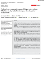 Findings from a Systematic Review of Fatigue Interventions Whats Not Being Tested in Mining and Other Industrial Environments