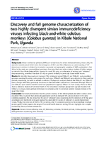 Discovery and full genome characterization of two highly divergent simian immunodeficiency viruses infecting blackandwhite colobus monkeys Colobus guereza in Kibale National Park Uganda