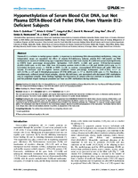 Hypomethylation of Serum Blood Clot DNA but Not Plasma EDTABlood Cell Pellet DNA from Vitamin B12Deficient Subjects
