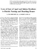 Costs Of Care Of Aged And Infirm Residents In Florida Nursing And Boarding Homes