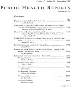 Public Health Reports  v 67 no 4  table of contents