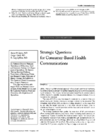 Strategic questions for consumerbased health communications