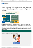 COVID19 How to Increase COVID19 Vaccination upon Discharge from Hospitals Emergency Departments  Urgent Care Facilities 20211007