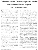 Polonium 210 In Tobacco Cigarette Smoke And Selected Human Organs