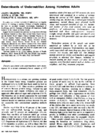 Determinants of undernutrition among homeless adults