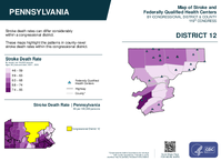 PA Congressional District 12 Stroke and Federally Qualified Health Centers Map 119th Congress