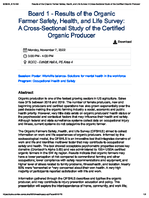 Results of the Organic Farmer Safety Health and Life Survey A CrossSectional Study of the Certified Organic Producer