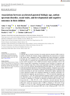 Associations Between Accelerated Parental Biologic Age Autism Spectrum Disorder Social Traits and Developmental and Cognitive Outcomes in Their Children