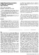 Dental record documentation in selected ambulatory care facilities