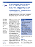 Hypertension prevalence awareness treatment and control in national surveys from England the USA and Canada and correlation with stroke and ischaemic heart disease mortality a crosssectional study