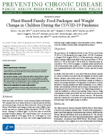 PlantBased Family Food Packages and Weight Change in Children During the COVID19 Pandemic