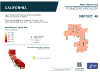 CA Congressional District 46 Heart Disease and Federally Qualified Health Centers Map 118th Congress