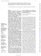 Serum Hepatic Biochemical Activity in Two Populations of Workers Exposed to Styrene