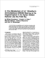 In vivo metabolism of 32dimethyl4aminobiphenyl DMAB bearing on its organotropism in the Syrian golden hamster and the F344 rat