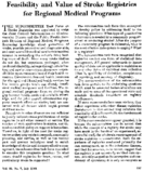 Feasibility And Value Of Stroke Registries For Regional Medical Programs